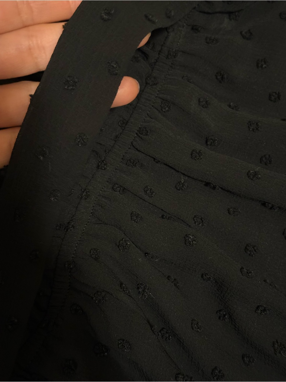 Black Ruffled Swiss Dot Mini Dress - Picture 9 of 9